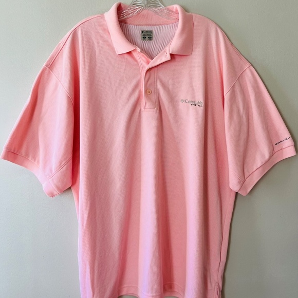 COLUMBIA Peach UPF 40 Polo Standard Fit Shirt Omni Shade PFG Golf, Size XL - Picture 14 of 14